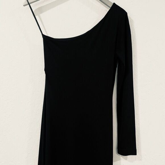 ~ Lauren Ralph Lauren S 1-Shoulder Maxi Dress Black A-line Fit&Flare Long Sleeve - Picture 4 of 15